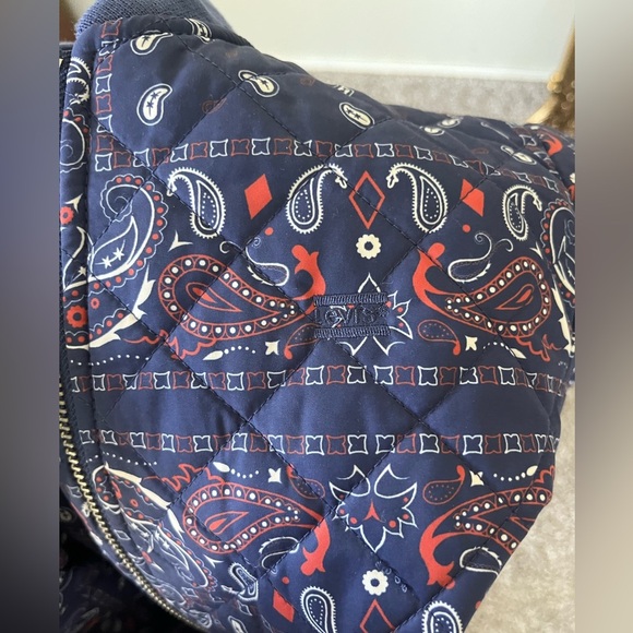 Levi's Diamond Quilted Bomber Jacket in Blue & Red Paisley Womens Size M NWT - Picture 8 of 16